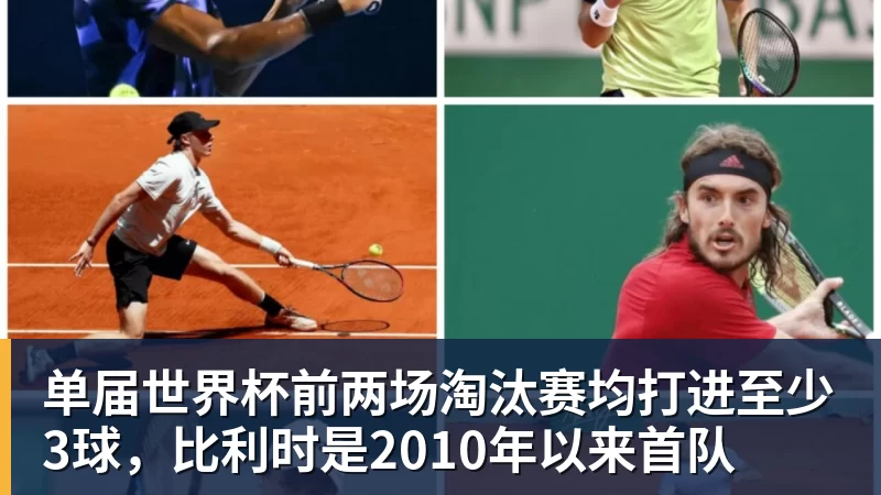 单届世界杯前两场淘汰赛均打进至少3球，比利时是2010年以来首队