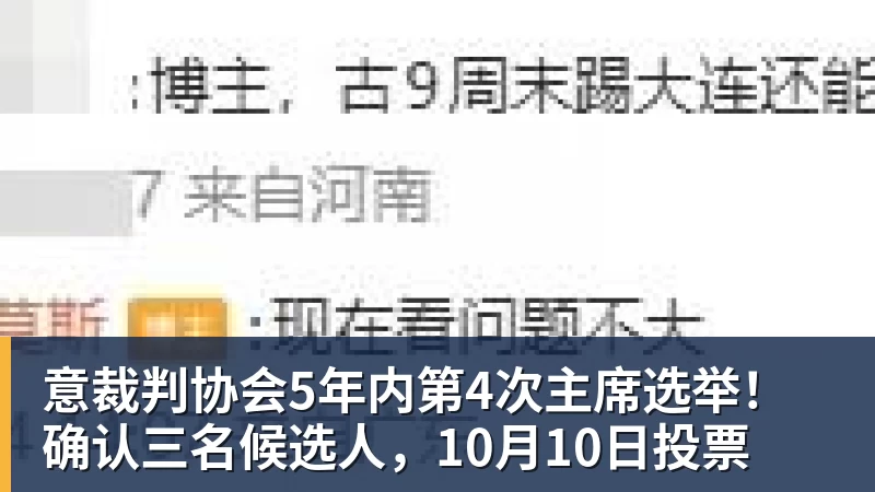 意裁判协会5年内第4次主席选举!确认三名候选人,10月10日投票